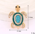 Broche de tortuga brillante con cristales azules y esmalte, 3,6 cm de alto para trajes - Azul