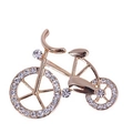 Broche de bicicleta vintage dorado con cristales brillantes en fondo blanco - Estilo Bicicleta Dorada