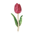 Elegant red tulip flower brooch with gold alloy stem and green enamel leaf detail - Tulip Style (Red)