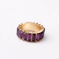 Bague éternité avec cristaux violets rectangulaires et anneau plaqué or pour femme - US 7 / Violet