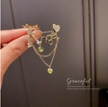 Golden Angel letter brooch with sparkling heart, butterfly charms and tassel chains - Gold Angel Tassel (X0596)