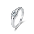 Elegant stainless steel ring featuring a heart-shaped zircon stone with a polished finish - 5# / Silver