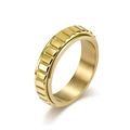Anillo giratorio de acero inoxidable dorado con un diseño industrial texturizado - Talla 6 / Dorado