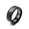 Bague en tungstène noir mat avec croix gravée au laser et écritures religieuses - 13# / Noir