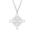 Minimalist stainless steel Celtic Trinity Knot necklace with polished silver finish on white background - Necklace (With Chain) / Steel