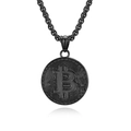 Collar con colgante de Bitcoin estilo hip hop en acabado negro mate con textura - Cadena PL001 3*60cm / Negro
