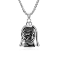 Retro stainless steel bell pendant featuring Egyptian Eye of Horus on a square box chain - Eye of Horus With 3mm x 60cm Chain
