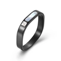 Elegant black titanium ring featuring a rectangular shell inlay and cubic zirconia - Size 6 / Black