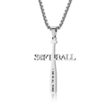 Collier croix softball en acier argenté avec batte de baseball et gravure inspirante - Pendentif Et Chaîne / Acier