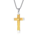 Classic two-tone gold and silver titanium steel cross pendant on silver box chain - Pendant And Necklace / Gold