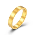 Bague minimaliste en acier titane doré 4mm avec finition brossée mate et bande polie - 5# / Or