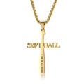 Collier croix batte de softball en acier doré avec gravure I Can Do All Things - Pendentif Et Chaîne / Or