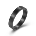 Bague minimaliste 4mm en acier titane noir mat avec surface brossée au design neutre - 5# / Noir