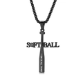 Collier croix batte de baseball noir avec lettrage Softball et citation inspirante - Pendentif Et Chaîne / Noir