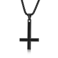 Gothic black St. Peter inverted cross pendant necklace with box chain for men - Necklace Set / PL001 Chain 3*60cm / Black