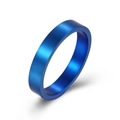 Bague minimaliste en acier titane brossé mat de 4 mm en bleu foncé pour hommes et femmes - Bleu