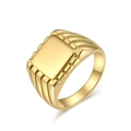 Minimalist square signet gold ring with vertical side grooves on a white background - Size 7 / Gold