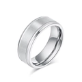 Bague minimaliste en acier titane brossé avec bords polis pour hommes et femmes - Taille 7 / Acier