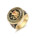 Anillo de sello de los Templarios en oro con cruz de escudo y grabado bíblico - 13# / Dorado