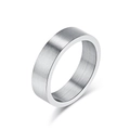 Bague minimaliste 6mm en acier inoxydable brossé argenté avec bords polis - Taille 7 / Acier