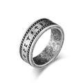 Anillo de runas vikingas nórdicas con acabado plateado antiguo y textura de doble cable - Talla 7 / Plata Antigua