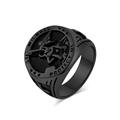 Men's vintage black stainless steel signet ring with St. Michael Archangel relief - Size 7 / Black