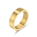 Bague mixte minimaliste 6mm en or brossé mat avec bords polis pour un look moderne - Taille 7 / Or