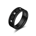 Bague noire en acier titane avec nœud celtique et pierres de zircon pour hommes et femmes - Taille 7 / Noir