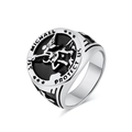 Retro Saint Michael Archangel signet ring in polished stainless steel for men - Size 7 / Steel