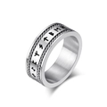Anillo de runas vikingas plateado con bordes de doble cable y acabado en acero mate - Talla 7 / Color Acero