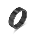 Bague en acier titane brossé mat de 6mm en finition gris argenté vintage - Taille 7 / Noir