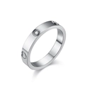 Elegante anello in acciaio al titanio placcato oro 18K con cuori e diamante scintillante - 5# / Argento