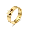 Minimalist gold-plated stainless steel ring with a hanging star charm on white background - Gold Star