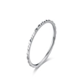 Minimalist 1mm stackable wave silver ring for women with textured faceted design - 5# / Silver