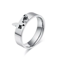 Unisex silver stainless steel ring with a butterfly hollow cut and a small hanging charm - 5# / Silver Butterfly