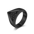 Men's matte black stainless steel ring featuring the Viking Valknut symbol design - Size 7 / Black