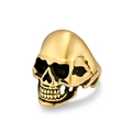Vintage matte gold skull ring for men with gothic punk stainless steel finish - Size 7 / Gold