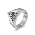 Vintage Nordic Viking Valknut stainless steel ring for men with a 45-degree angle view - Size 7 / Steel