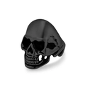 Matte black skull ring for men in gothic style made of premium stainless steel metal - Size 7 / Black