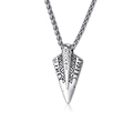 Collar con colgante de flecha y runas vikingas de acero inoxidable retro para hombre - Color Plata + Cadena