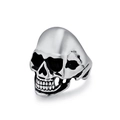 Classic matte gothic skull ring in stainless steel with vintage punk details - Size 7 / Steel
