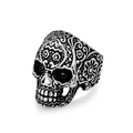 Retro-Totenkopfring aus Edelstahl mit mexikanischem Sugar-Skull-Design und gotischen Details - 7# / Stahlfarben