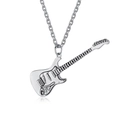 Polished silver electric guitar pendant necklace in stainless steel on white background - Steel Color With 3mm*60cm Chain