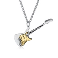 Electric guitar pendant necklace in silver and gold dual-tone stainless steel finish - Two-tone Gold with Chain