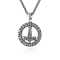 Viking Thor's Hammer Mjolnir necklace with Celtic knot patterns and Nordic runes - Steel Color Pendant Necklace Set (3*60cm)