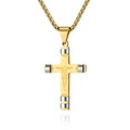 Minimalist gold and silver stainless steel cross necklace with Jesus pendant for men - Gold Color With PL001 Chain 3mm*60cm