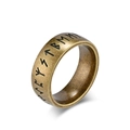 Vintage Nordic Viking Rune ring in antique silver finish stainless steel band - 7# / Antique Gold