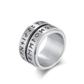 Vintage Noorse Viking Rune spinner ring van geborsteld zilver en zwart roestvrij staal - Maat 7 / Zilver