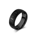 Matte black stainless steel Viking ring featuring engraved Nordic rune characters - 7# / Black