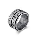 Vintage Noorse Viking Rune spinner ring in antiek zilveren finish voor heren - Maat 7 / Antiek Zilver